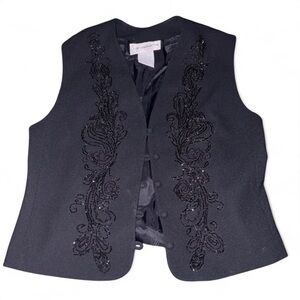 Liz Claiborne Black Beaded Sleeveless Vest